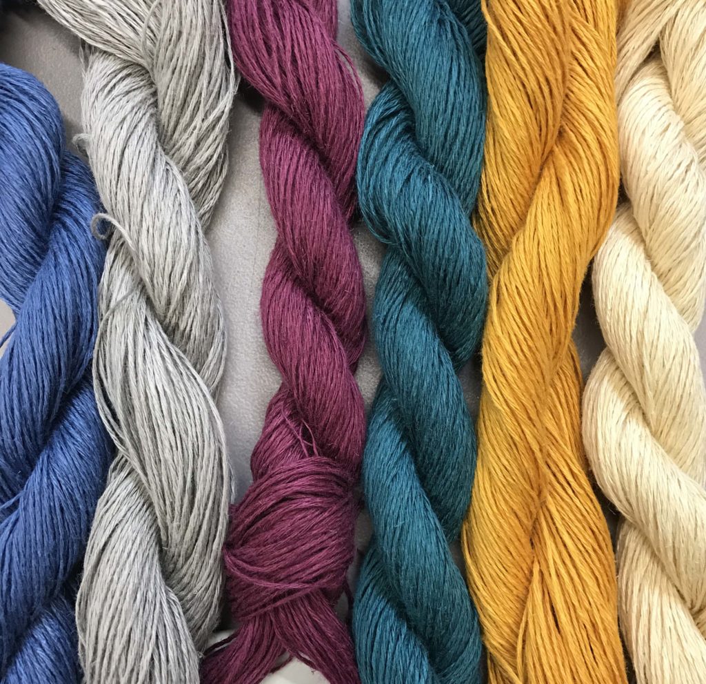 Colorful skeins of yarn