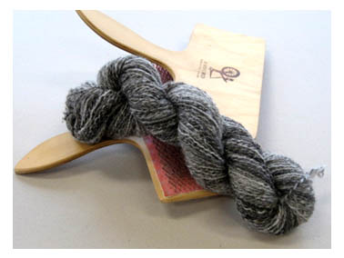 Beginning Spinning Skein on yarn and carders