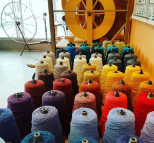 Colorful yarn in a basket